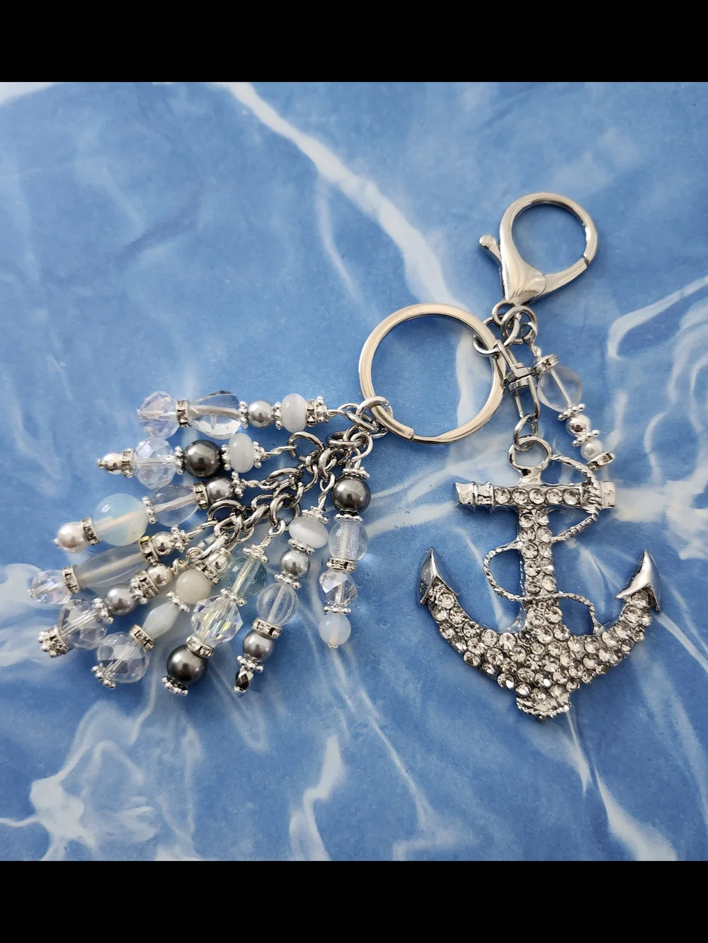 Cruise Anchor Purse Charm or Keychain Opal Crystal Rhinestone Handcrafted
